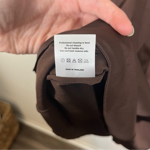 Onarin Brown White Two Tone Satin Halter Slip Midi Dress Small - Picture 4 of 4